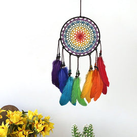 Creative Hand-Woven Crafts Colorful Dream Catcher Home Car Wall Hanging Decoration