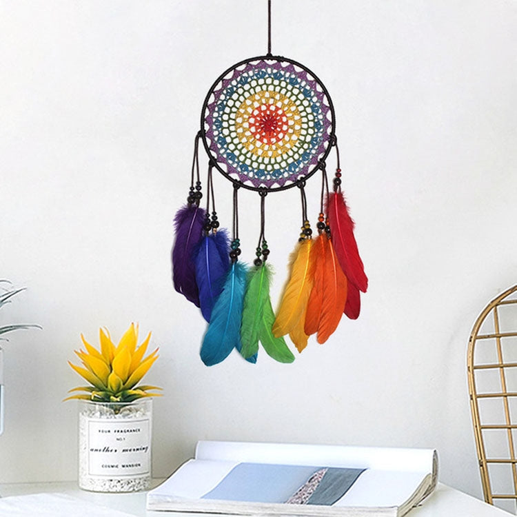 Creative Hand-Woven Crafts Colorful Dream Catcher Home Car Wall Hanging Decoration