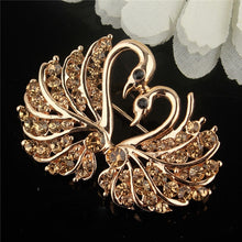 Load image into Gallery viewer, Crystal Swan Brooch Pins Animal Rhinestones Brooches for Women, White, Pink, Champagne