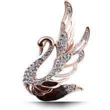 Load image into Gallery viewer, Women Fashion Swan Crystal Insert Drill Brooches, Gray, Purple, White