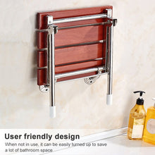 Load image into Gallery viewer, Wood Folding Wall Mounted Relaxation Shower Chair Solid Seat, Folding Solid Chair