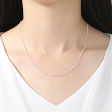 Load image into Gallery viewer, Silver-plated Snake Bone Chain Necklace Female Thin Necklace, 1mm 16 inch, 1mm 18 inch, 1mm 20 inch, 1mm 22 inch, 1mm 24 inch, 1mm 26 inch, 1mm 28 inch, 1mm 30 inch, 2mm 16 inch, 2mm 18 inch, 2mm 20 inch, 2mm 22 inch, 2mm 24 inch