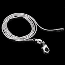Load image into Gallery viewer, Silver-plated Snake Bone Chain Necklace Female Thin Necklace, 1mm 16 inch, 1mm 18 inch, 1mm 20 inch, 1mm 22 inch, 1mm 24 inch, 1mm 26 inch, 1mm 28 inch, 1mm 30 inch, 2mm 16 inch, 2mm 18 inch, 2mm 20 inch, 2mm 22 inch, 2mm 24 inch