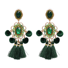 Load image into Gallery viewer, Drop Hairball Earring Handmade Tassel Big Earring Fringed earrings, Green, Pink