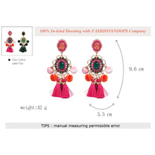 Load image into Gallery viewer, Drop Hairball Earring Handmade Tassel Big Earring Fringed earrings, Green, Pink