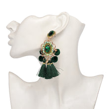 Load image into Gallery viewer, Drop Hairball Earring Handmade Tassel Big Earring Fringed earrings, Green, Pink