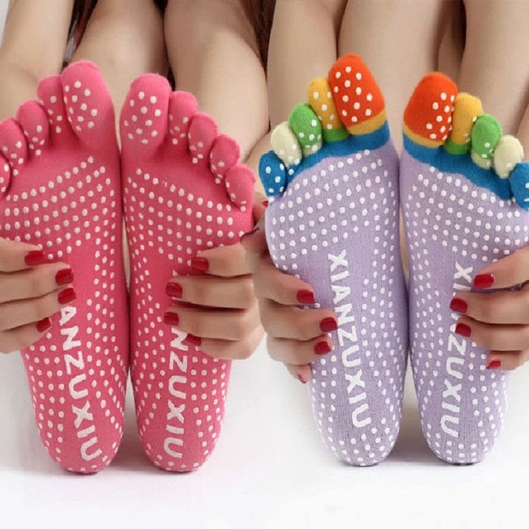 Five-toe Non-slip Yoga Socks for Women, One Size, Random Color Delivery, Straight Six Pairs