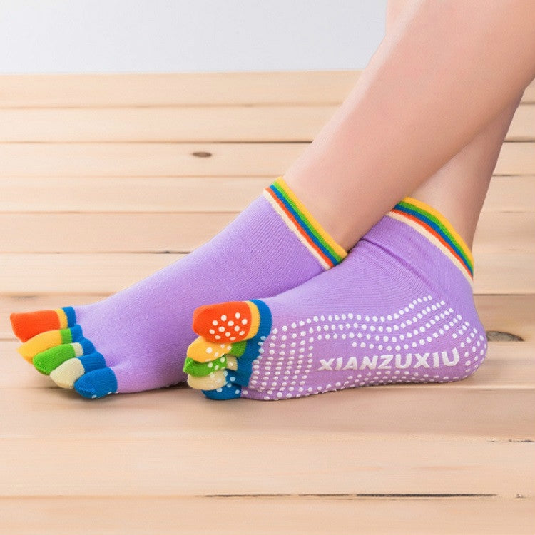 Five-toe Non-slip Yoga Socks for Women, One Size, Random Color Delivery, Straight Six Pairs