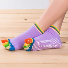 Load image into Gallery viewer, Five-toe Non-slip Yoga Socks for Women, One Size, Random Color Delivery, Straight Six Pairs