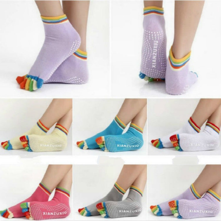 Five-toe Non-slip Yoga Socks for Women, One Size, Random Color Delivery, Straight Six Pairs