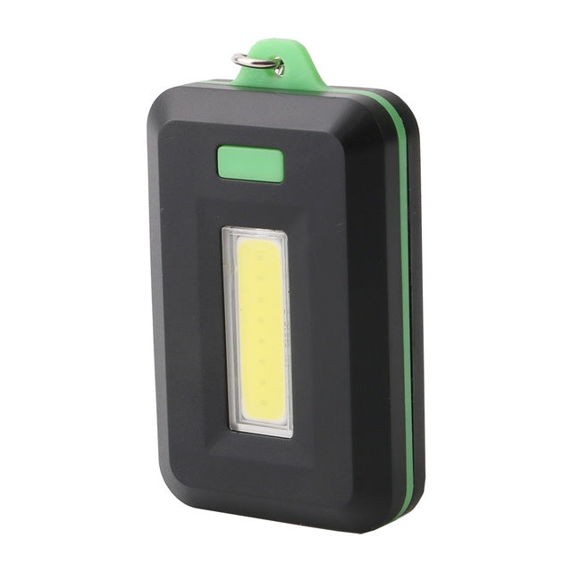 2 PCS 3W Mini COB LED Flashlight Keychain Emergency Camping  Backpack Light with 3 Modes, Red, Green