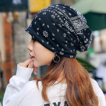 Load image into Gallery viewer, Autumn and Winter Ladies Cotton Flower Print Hat Windproof Warm Beanie
