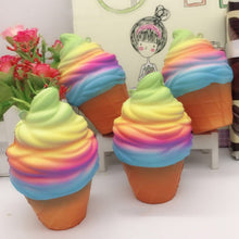 Load image into Gallery viewer, 2 PCS rainbow ice cream cone decompression toys with rope