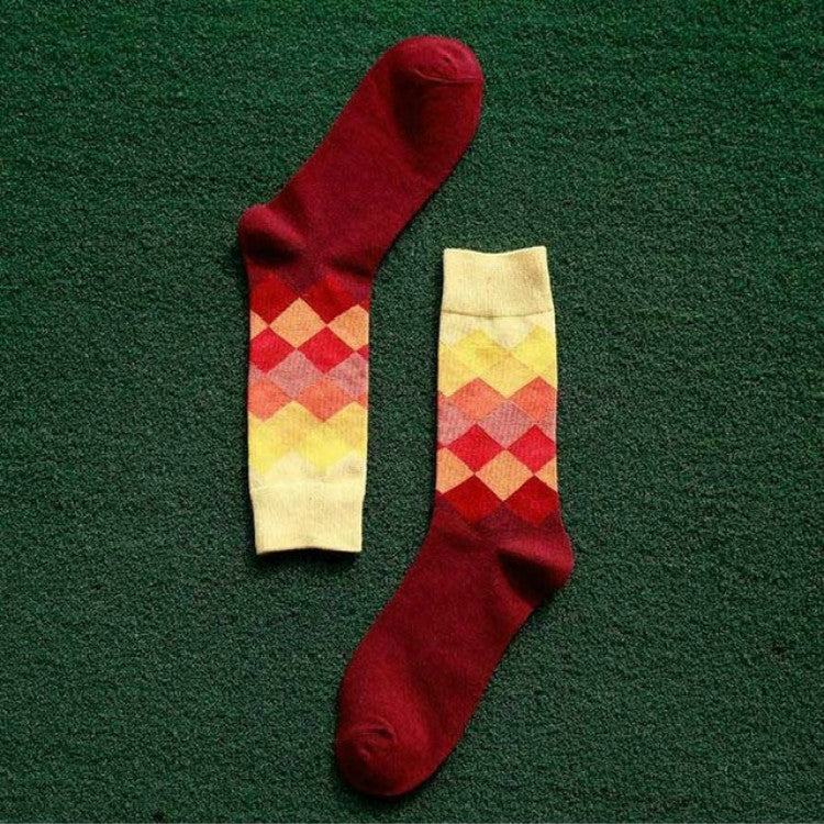 Colored Diamond Plaid Tube Gradient Sports Socks