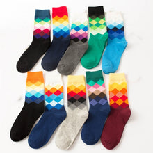 Load image into Gallery viewer, Colored Diamond Plaid Tube Gradient Sports Socks