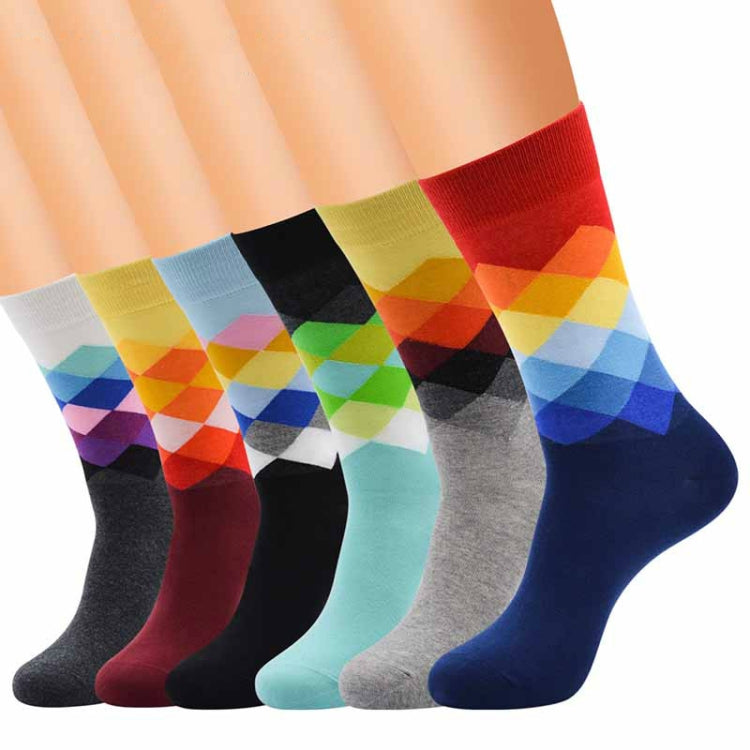Colored Diamond Plaid Tube Gradient Sports Socks