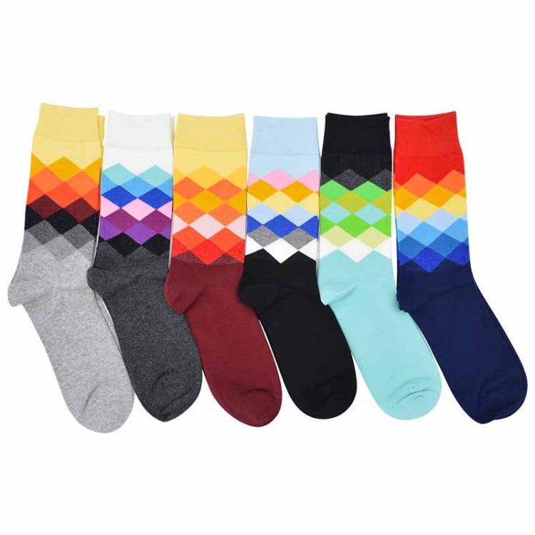 Colored Diamond Plaid Tube Gradient Sports Socks