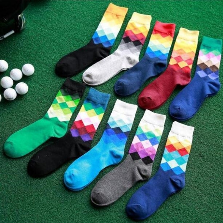 Colored Diamond Plaid Tube Gradient Sports Socks
