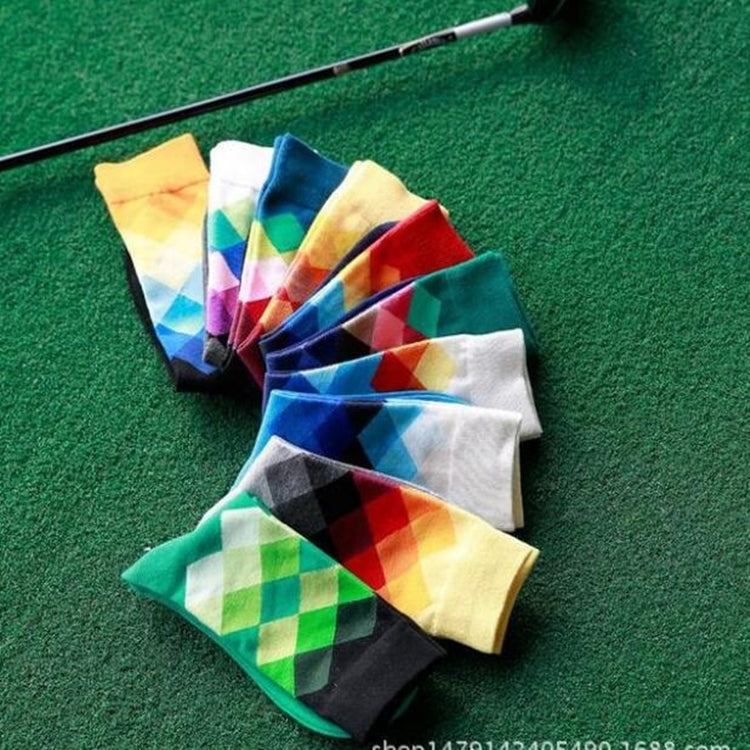 Colored Diamond Plaid Tube Gradient Sports Socks