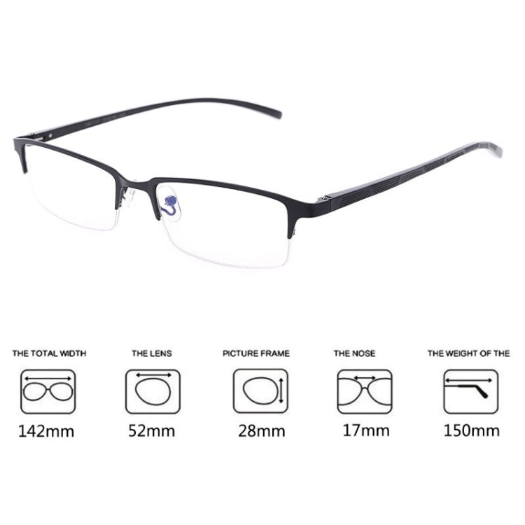 Anti Blu-ray Business Eye Glasses for Men Metal Frame Plain Glass Spectacles