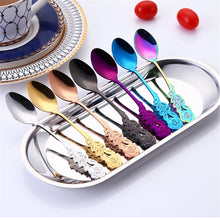 Load image into Gallery viewer, Small Mini Stainless Steel Rose Flower Coffee Spoon Strring Spoon Teaspoon Tea Spoon Dessert Spoon Long Handle Tableware