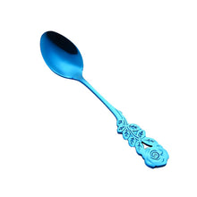 Load image into Gallery viewer, Small Mini Stainless Steel Rose Flower Coffee Spoon Strring Spoon Teaspoon Tea Spoon Dessert Spoon Long Handle Tableware