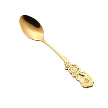 Load image into Gallery viewer, Small Mini Stainless Steel Rose Flower Coffee Spoon Strring Spoon Teaspoon Tea Spoon Dessert Spoon Long Handle Tableware