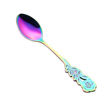 Load image into Gallery viewer, Small Mini Stainless Steel Rose Flower Coffee Spoon Strring Spoon Teaspoon Tea Spoon Dessert Spoon Long Handle Tableware