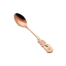 Load image into Gallery viewer, Small Mini Stainless Steel Rose Flower Coffee Spoon Strring Spoon Teaspoon Tea Spoon Dessert Spoon Long Handle Tableware
