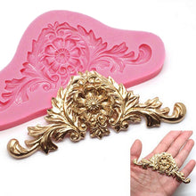 Load image into Gallery viewer, 2 PCS Vintage Embossed Fondant Silicone Mold Court Lace Flower Vine DOY Baking Cake Tool, Lace Flower Vine(Pink), Lace Flower Vine(Gray)