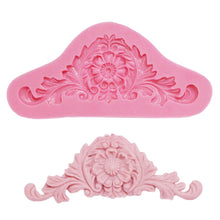Load image into Gallery viewer, 2 PCS Vintage Embossed Fondant Silicone Mold Court Lace Flower Vine DOY Baking Cake Tool, Lace Flower Vine(Pink), Lace Flower Vine(Gray)