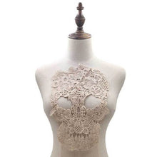Load image into Gallery viewer, Lace Three-dimensional Hollow Corsage Skull Head Embroidery Cloth Sticker DIY Clothing Accessories, Size: About 31 x 21cm, Black, Light Brown, Apricot, White