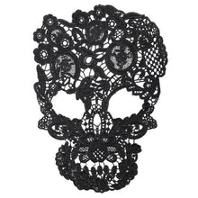 Load image into Gallery viewer, Lace Three-dimensional Hollow Corsage Skull Head Embroidery Cloth Sticker DIY Clothing Accessories, Size: About 31 x 21cm, Black, Light Brown, Apricot, White