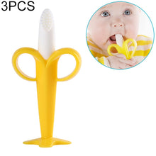 Load image into Gallery viewer, 3 PCS Baby Silicone Training Toothbrush Banana Shape Safe Toddle Teether Chew Toys Teething Ring Gift for Infant Baby Chewing, Pink-B, Yellow-B