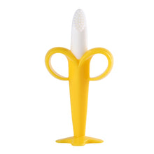 Load image into Gallery viewer, 3 PCS Baby Silicone Training Toothbrush Banana Shape Safe Toddle Teether Chew Toys Teething Ring Gift for Infant Baby Chewing, Yellow-B