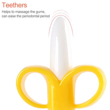 Load image into Gallery viewer, 3 PCS Baby Silicone Training Toothbrush Banana Shape Safe Toddle Teether Chew Toys Teething Ring Gift for Infant Baby Chewing, Yellow-B