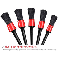 Load image into Gallery viewer, 5 Pcs Car Detailing Brush Cleaning Natural Boar Hair Brushes Auto Detail Tools Products Wheels Dashboard, 5 in 1 Random Color Delivery, 5 in 1 Black, 5 in 1 White