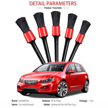 Load image into Gallery viewer, 5 Pcs Car Detailing Brush Cleaning Natural Boar Hair Brushes Auto Detail Tools Products Wheels Dashboard, 5 in 1 Random Color Delivery, 5 in 1 Black, 5 in 1 White