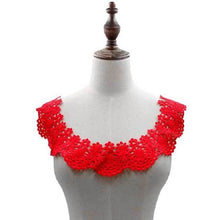 Load image into Gallery viewer, Milk Silk Lace Embroidered Collar Hollow Fake Collar DIY Clothing Accessories, Size: about 32 x 26cm, Red, Red Wine, Blue, Beige, Purple Pink, Black, White
