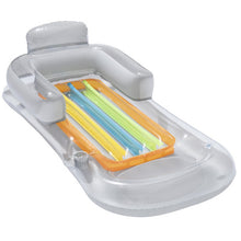 Load image into Gallery viewer, Single Water Inflatable Bed Back Luxury Chair Adult Inflatable Floating Row with Armrest &amp; Cup Hole, 161 x 84cm (Transparent)