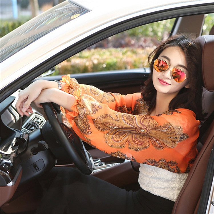 Spring And Summer Chiffon Sun Protection Clothing Outdoor Riding Cashew  Printed UV Protection Sleeve