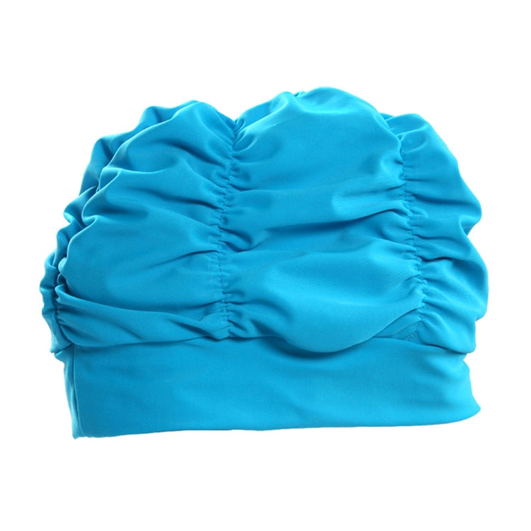 Women Earmuffs Pleated Cloth Swimming Cap