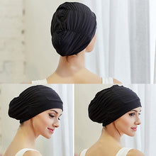 Load image into Gallery viewer, Women Earmuffs Pleated Cloth Swimming Cap