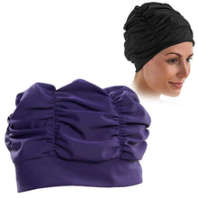 Load image into Gallery viewer, Women Earmuffs Pleated Cloth Swimming Cap