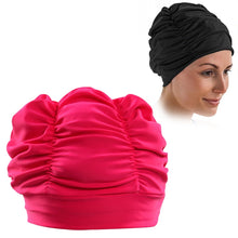 Load image into Gallery viewer, Women Earmuffs Pleated Cloth Swimming Cap