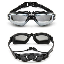 Load image into Gallery viewer, 3 in 1 HD Waterproof and Anti-fog Large Frame Siamese Earplugs Swimming Goggles + Swimming Cap + Nose Clip Set for Men and Women