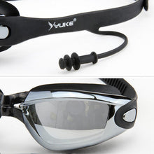 Load image into Gallery viewer, 3 in 1 HD Waterproof and Anti-fog Large Frame Siamese Earplugs Swimming Goggles + Swimming Cap + Nose Clip Set for Men and Women