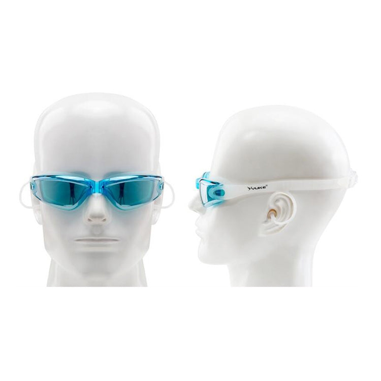 3 in 1 HD Waterproof and Anti-fog Large Frame Siamese Earplugs Swimming Goggles + Swimming Cap + Nose Clip Set for Men and Women