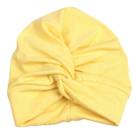 Baby Hat Cotton Soft Turban Knot Summer Bohemian Kids Girls Newborn Cap, Yellow, Green, Navy Blue, Gray, Light Green, Pink, Rose Red, Dark Purple