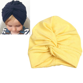 Baby Hat Cotton Soft Turban Knot Summer Bohemian Kids Girls Newborn Cap, Yellow, Green, Navy Blue, Gray, Light Green, Pink, Rose Red, Dark Purple